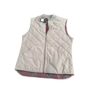 Ocean Coast Vest Mens Med Khaki Quilted Insulated Flannel Lined Full Zip Camping